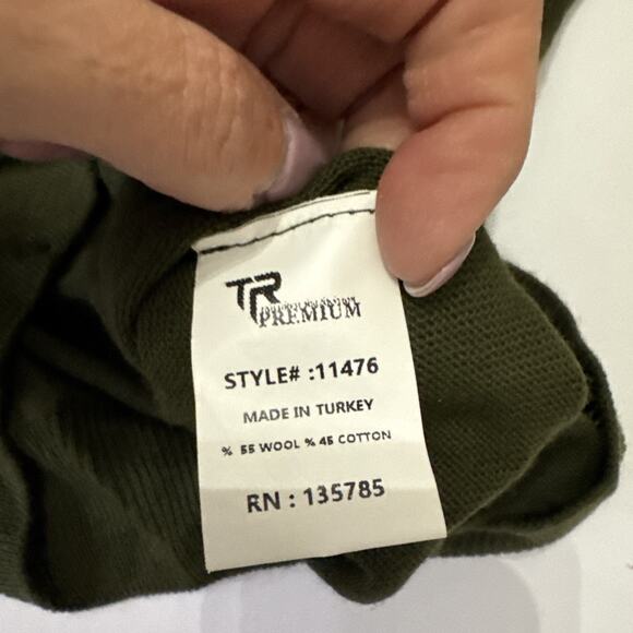 Tailored Recreation Premium Sweater Men XL Green Wool Blend Mock Neck Fitted EUC - Picture 5 of 7